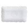 Jusalpha Fine China Rectangle Embossed Lace Plate-1 Piece 12 Inches, Pink